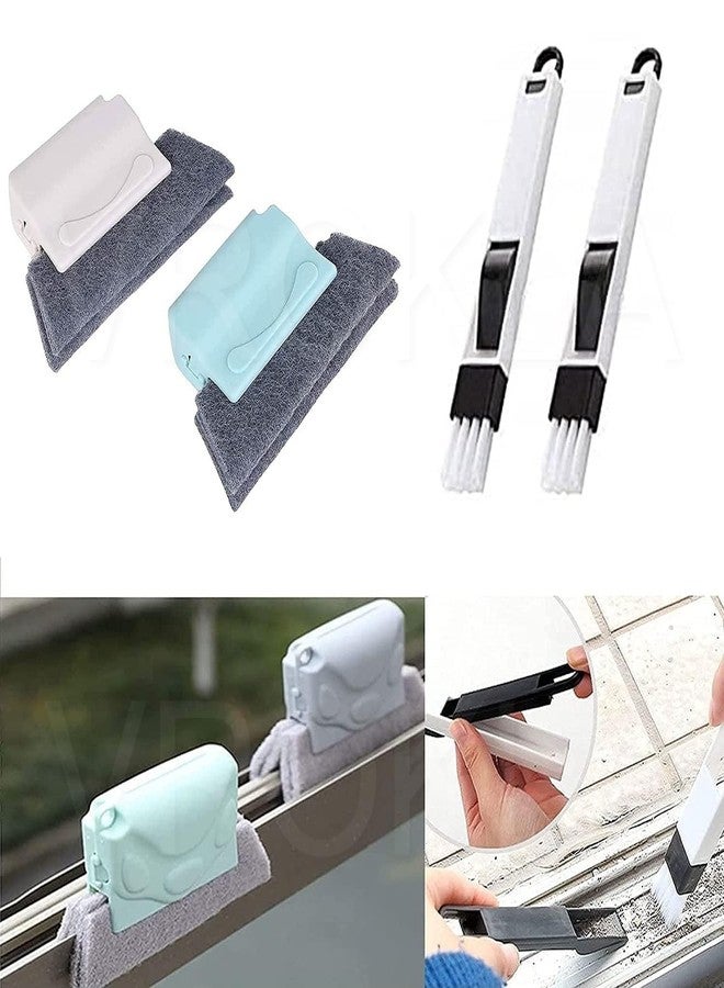Combo of Window Groove Frame Cleaning Brush and Dust Cleaning Brush for Window Slot Keyboard with Mini Dustpan, Door Track Cleaning Brushes, Dust Cleaner Tool (Gray)